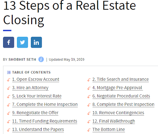 13 steps of a real estate closing