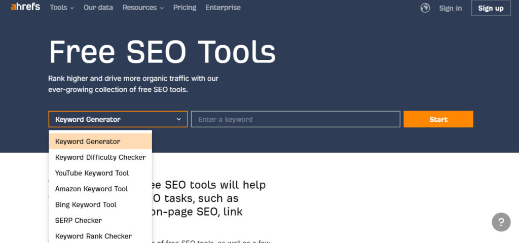 Free SEO Tools ahrefs