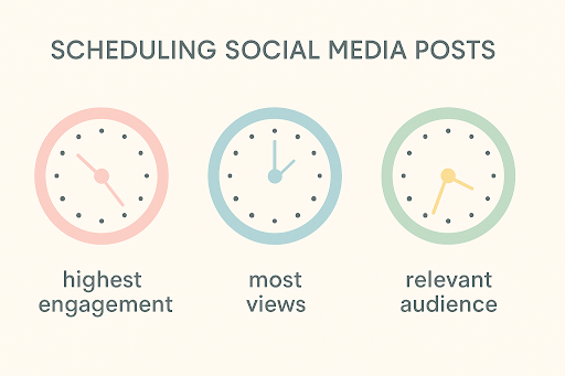 Graphics showing social media scheduling concept