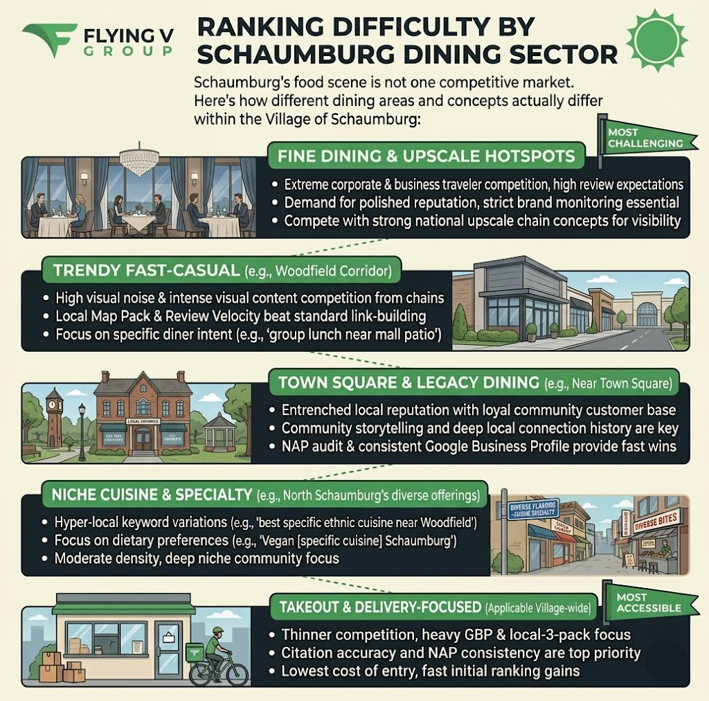 Ranking Difficulty By Schaumburg Dining Sector