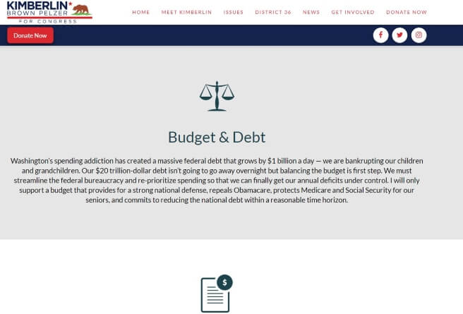 Kimberlin for Congress Website Design