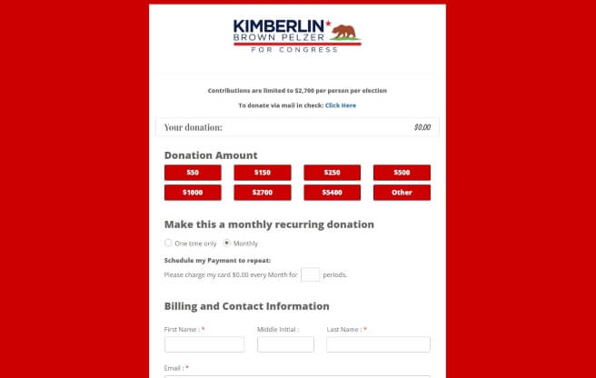 Kimberlin for Congress Website Design