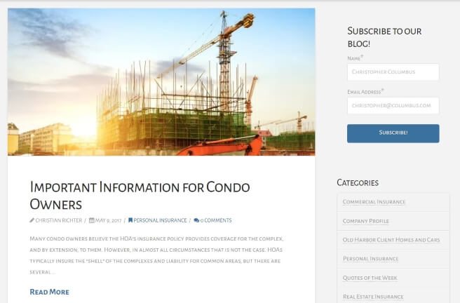 Old Harbor Insurance Services Website Design