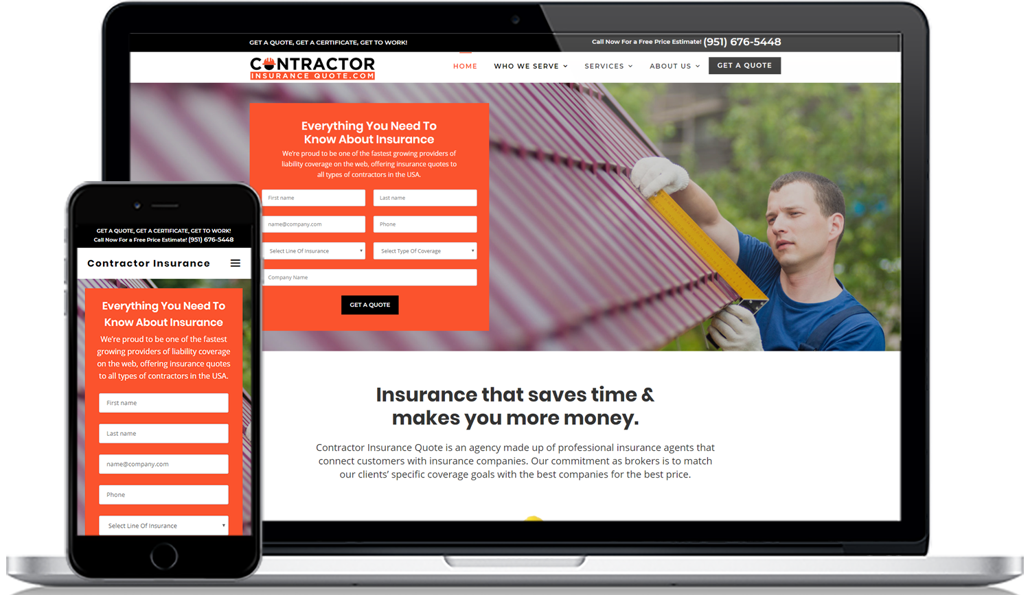 contractorinsurancequote.com website design
