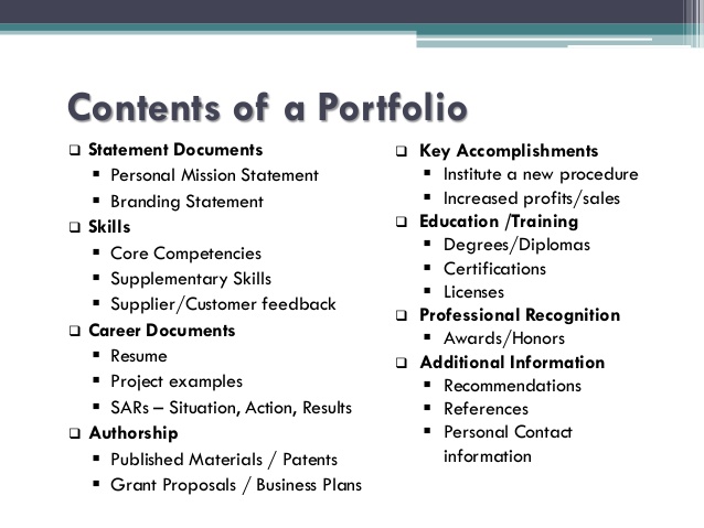 Contents-of-a-portfolio