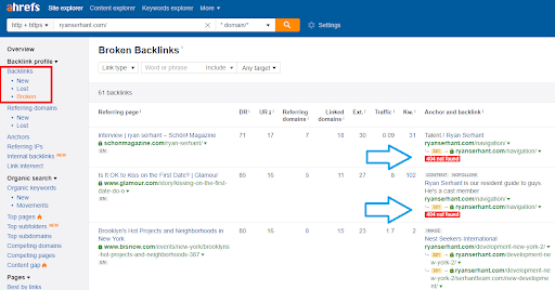 ahrefs broken backlinks