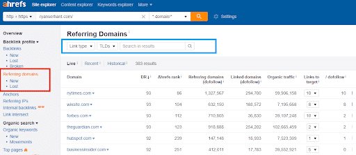 ahrefs referring domains