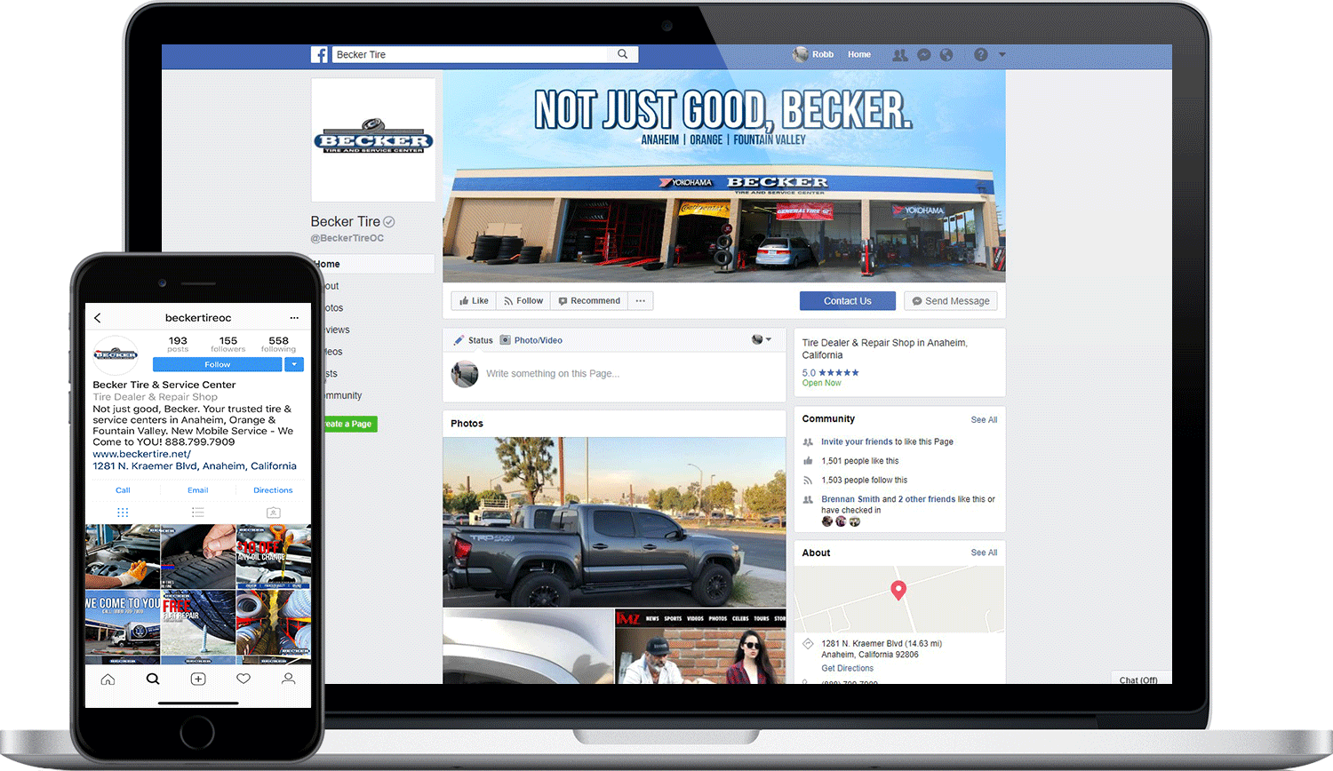 Becker Tire Social Media Flying V Group Customer