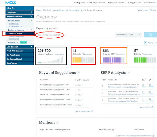 different real estate keyword version