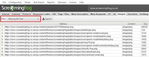 missing-alt-text-filter-screamingfrog